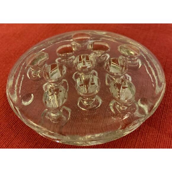 Vintage Clear Glass Flower Frog 11 Hole - Picture 2 of 5